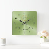 Business Logo Green Vierkante Klok (Huis)