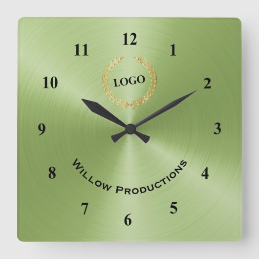 Business Logo Green Vierkante Klok (Voorkant)