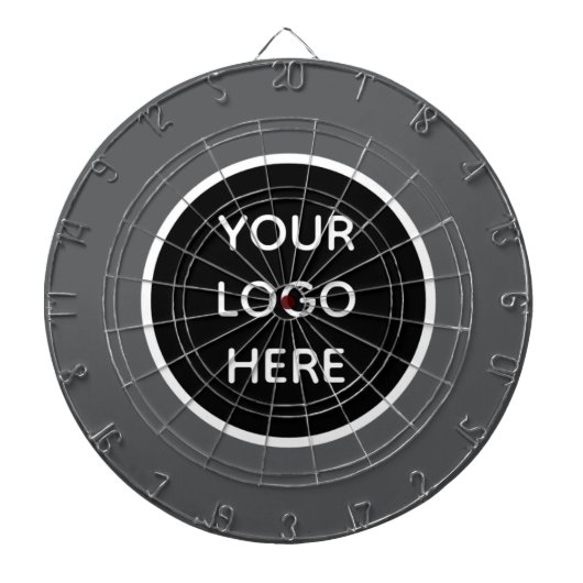Business Logo Grey Bedrijf Promotie Modern Dartbord (Voorkant)