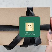 Business logo groen witte naam adres vierkante sticker