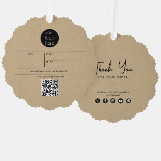 Business Logo Hang Label Price Clothing Swing Labe Ornament Kaart (Voorkant / Achterkant)