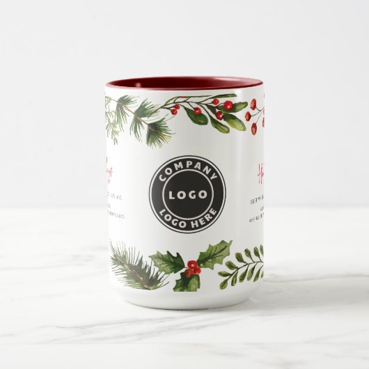 Business Logo Happy Holidays Employees Christmas Mok (Midden)