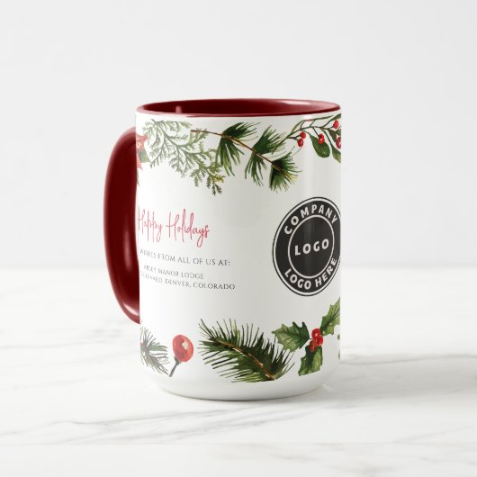 Business Logo Happy Holidays Employees Christmas Mok (Voorkant links)