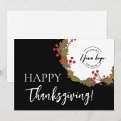 Business logo Happy Thanksgiving Fall Leaves Feestdagenkaart (Voorkant / Achterkant)