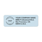 Business logo here Custom Corporate Blue Etiket (Voorkant)