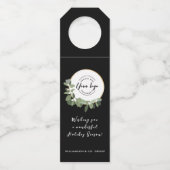 Business logo Holiday Message Modern Wreater Flessenhanger (Achterkant)