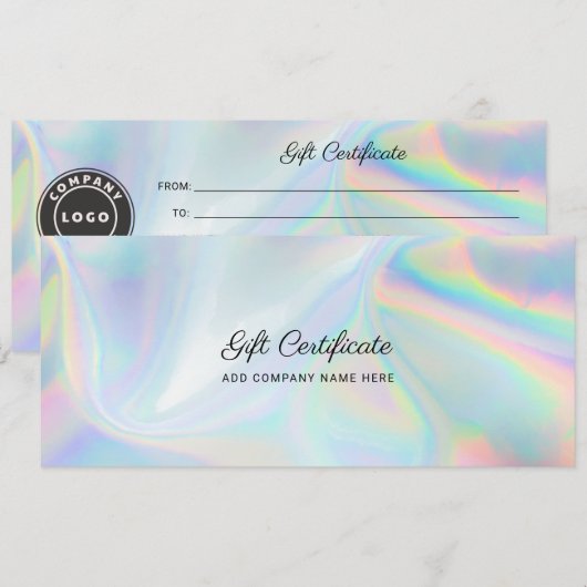 Business Logo Holographic DIY Cadeaubon toevoegen (Voorkant / Achterkant)