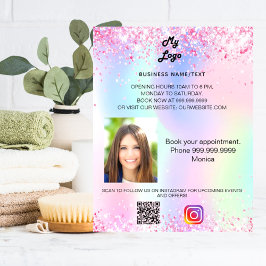 Business logo holographic qr code instagram flyer