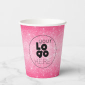 Business Logo Hot Pink Glitter Paper Party Cup Papieren Bekers (Achterkant)