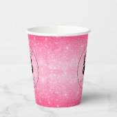 Business Logo Hot Pink Glitter Paper Party Cup Papieren Bekers (Links)