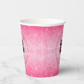Business Logo Hot Pink Glitter Paper Party Cup Papieren Bekers (Rechts)