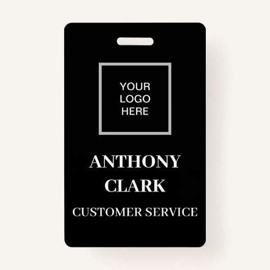 Business Logo ID Black Modern Medewerker Badge (Voorkant)