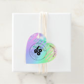 Business Logo Iridescent Drip Heart Shape Hang Lab Bedankjes Labels (In situ)