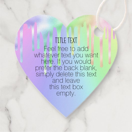 Business Logo Iridescent Drip Heart Shape Hang Lab Bedankjes Labels (Achterkant)