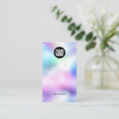 Business Logo Iridescent Earning Display Card Visitekaartje (Staand voorkant)