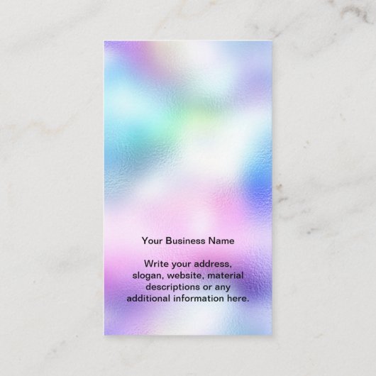 Business Logo Iridescent Earning Display Card Visitekaartje (Achterkant)