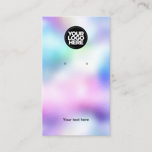 Business Logo Iridescent Earning Display Card Visitekaartje (Voorkant)