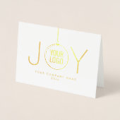 Business Logo JOY Kerstversiering Witte Vakantie Folie Kaarten (Voorkant)