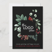 Business Logo Kerst Rood Kardinaal Zwart Feestdagenkaart (Voorkant)