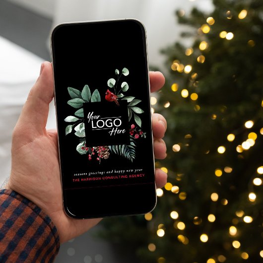 Business Logo Kerst Rood Kardinaal Zwart Feestdagenkaart