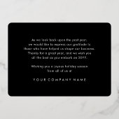 Business Logo Kerstversiering Zwart Modern Folie Feestdagenkaart (Achterkant)