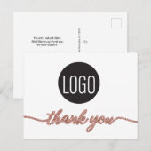 Business logo Klant Roos Gold Bedankt Briefkaart (Voorkant / Achterkant)