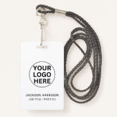 Business Logo l Personeel ID Zwart-wit Badge (Voorkant met draagriem)