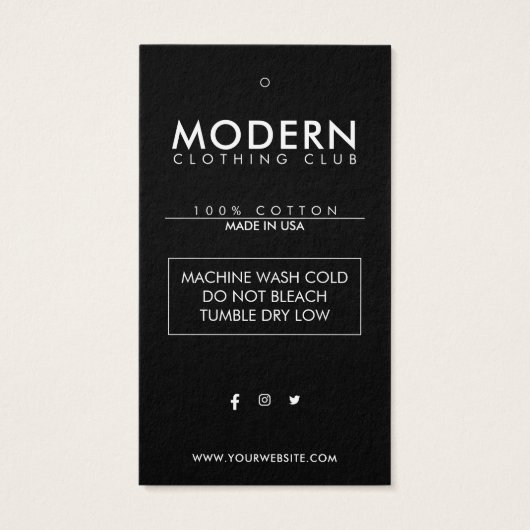 Business Logo Label Clothing Hang Label Visitekaartje (Achterkant)