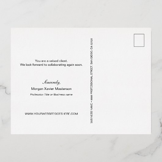 Business Logo Laurel Krans Monogram Bedankt Folie Feestdagen Briefkaart (Achterkant)