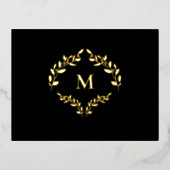 Business Logo Laurel Krans Monogram Bedankt Folie Feestdagen Briefkaart (Voorkant)