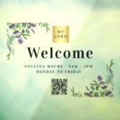 Business logo lavender Welkom opening QR-code Raamsticker (Vel 3)