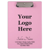 Business Logo Light Pink Black Salon Naam Adres Klembord (Voorkant)