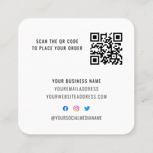 Business Logo Loyalty Black White Elegant QR Code Kortingskaartje (Achterkant)