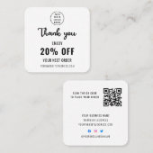 Business Logo Loyalty Black White Elegant QR Code Kortingskaartje (Voorkant / Achterkant)