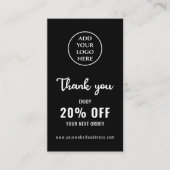 Business Logo Loyalty Black White QR-code Verticaa Kortingskaartje (Voorkant)