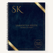 Business Logo Luxury Navy Leather 2025 Custom Notitieboek (Voorkant)