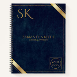 Business Logo Luxury Navy Leather 2025 Custom Notitieboek