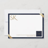Business Logo Luxury Navy Leather Notitiekaartje (Voorkant)