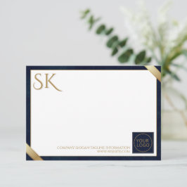 Business Logo Luxury Navy Leather Notitiekaartje