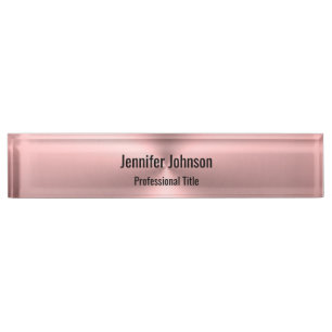 Business Logo Medewerker Naam Pink Metal Look Naambordje