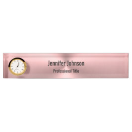 Business Logo Medewerker Naam Pink Metal Look Naambordje
