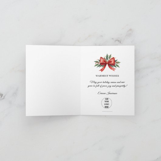 Business Logo Merry Christmas Thank You Card   Notitiekaartje (Binnen)