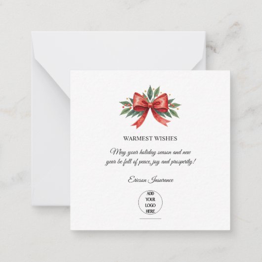 Business Logo Merry Christmas Thank You Card Notitiekaartje (Achterkant)