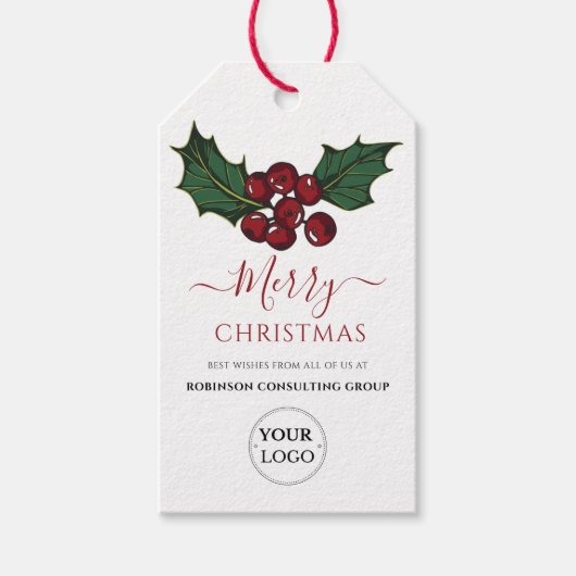 Business Logo Merry kerstcompany Festive Cadeaulabel (Voorkant)
