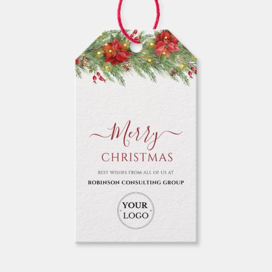 Business Logo Merry kerstcompany Festive Cadeaulabel (Voorkant)