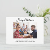 Business Logo Merry-kerstfoto Feestdagenkaart (Staand voorkant)
