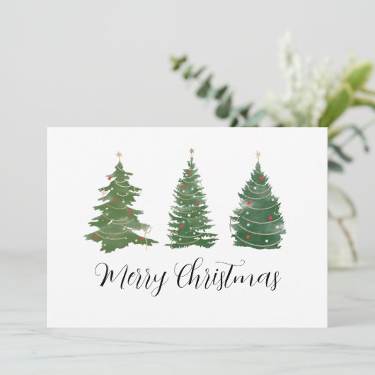 Business Logo Merry Kerstscript en Trees Hol Feestdagenkaart (Staand voorkant)