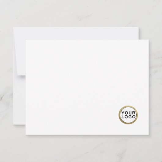 Business Logo Minimal White Flat Note Card Notitiekaartje (Voorkant)