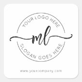 Business Logo Minimalist Custom Monogram Initialen Vierkante Sticker (Voorkant)