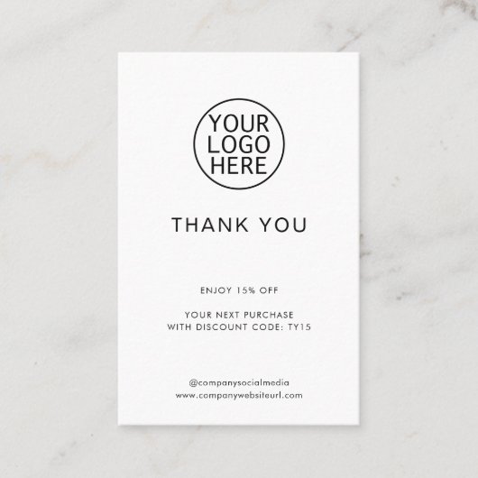 Business Logo Minimalist Eenvoudig Aangepast Kortingskaartje (Voorkant)